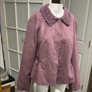 Magaschoni Mauve Pea Coat with Textured Collar